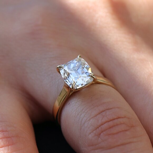 3.50 Carat Old Mine Cushion Brilliant Lab-Grown Diamond Ring Diamond Details - Picture 1 of 9